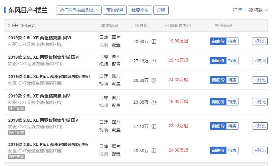 东风日产楼兰多少钱 日产楼兰最高优惠4万元售价仅19.88万起