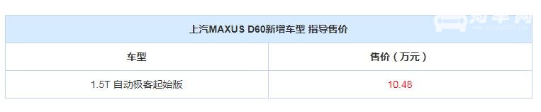 上汽MAXUS D60新车型 大通D60新增1.5T车型售价仅需10.48万