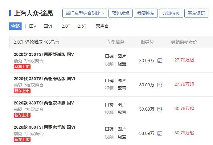 全新大众途昂价格25万 大众途昂成交价25万可能吗