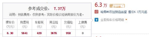 哈弗m6报价最低多少钱 哈弗M6最低报价6.30万起