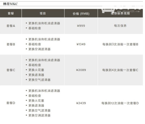 林肯mkc保养周期和费用 林肯mkc保养周期是7500公里费用999元