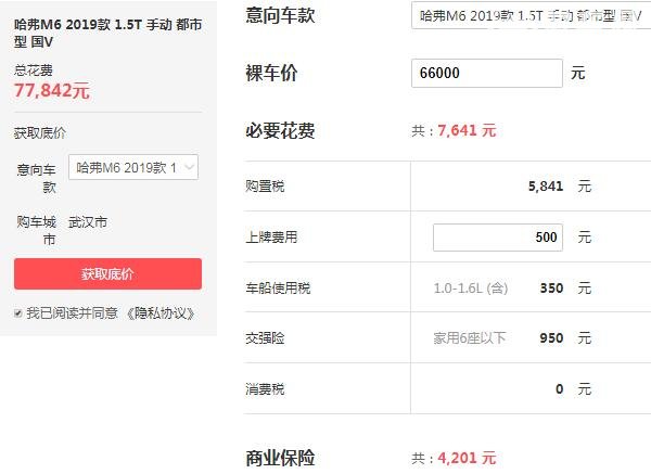 哈弗m6全下来多少钱  哈弗m6落地价为7.78万