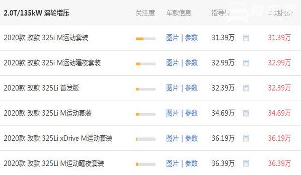 宝马3系报价2020款 2.0T/115KW售价29.39万起