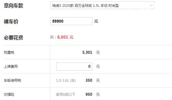 瑞虎3价格及参数 瑞虎3最低价多少钱(起售5.99万)