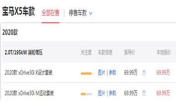 新款宝马x5最新价格 2020款2.0T最低需要69.99万