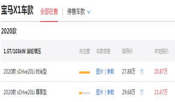 宝马x1多少钱一辆 1.5T最低卖价为27.88万
