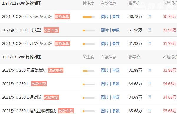 奔驰c系列价格多少 奔驰c系列需要34.62万元