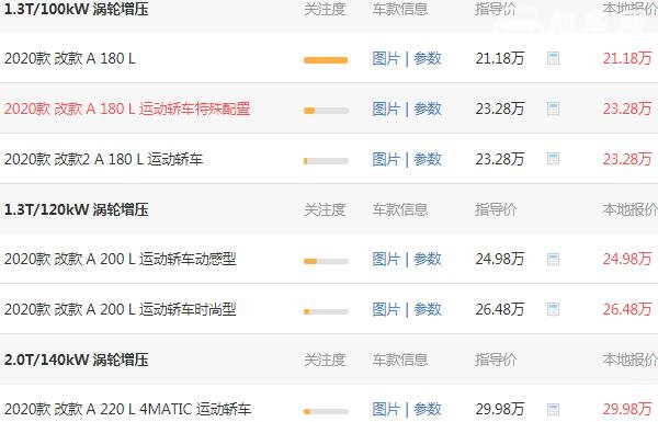 奔驰a系报价多少 奔驰a系指导价格为21.18万指导价格23.95万