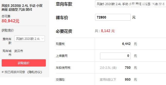 风骏5报价表 风骏5落地价多少钱(最低仅为8.09万)