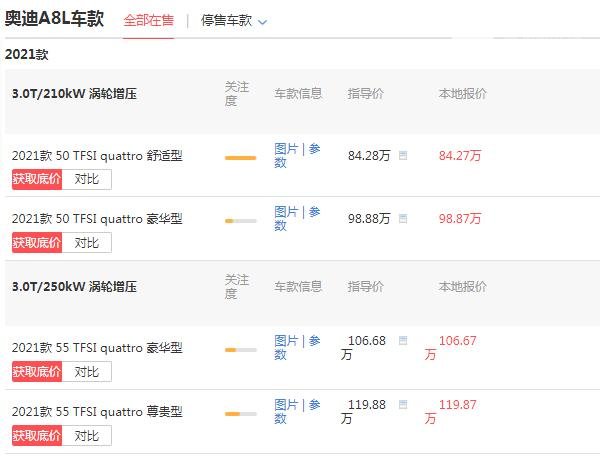 新款奥迪a8图片报价 新款奥迪a8落地价多少钱（最低91.98万）