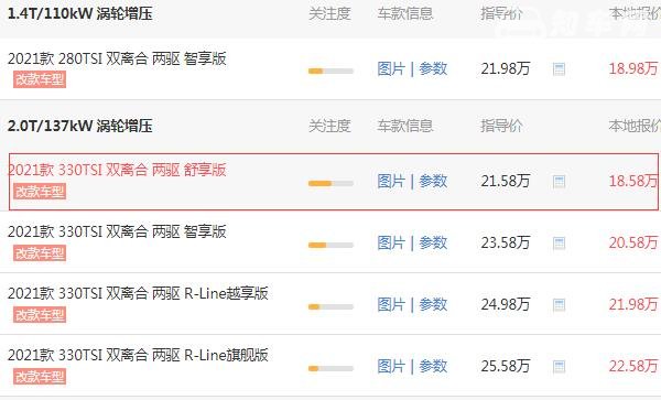 大众途观330tsi价格多少 大众途观330tsi实际购车价格为21.07万元
