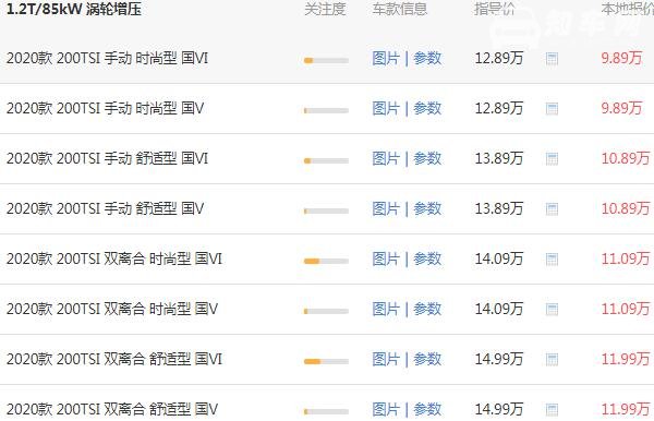 全新大众速腾报价 减去优惠报价为9.89万落地11.43万