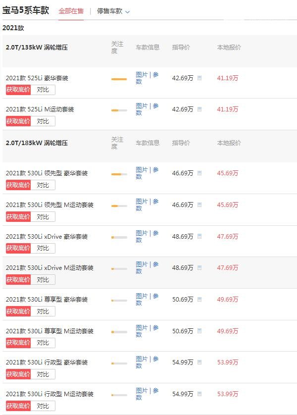 宝马5系价格多少钱一辆 最高优惠1.5万起售价最低仅为41.19万