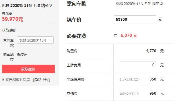 别克价格最便宜多少钱 落地价最低不足6万