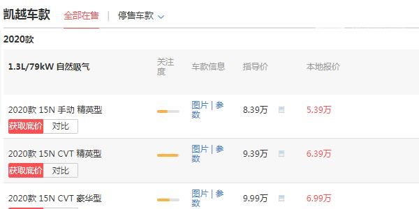 别克凯越价格多少钱 落地价不足6万百公里油耗仅为4.7L