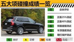 沃尔沃XC90质量怎么样 沃尔沃XC90碰撞测试五星